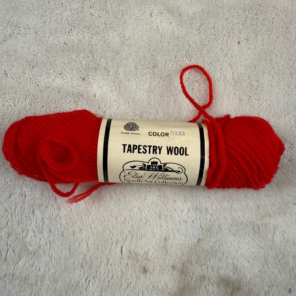 Elsa Williams Tapestry Wool Needlepoint‎ Yarn Red 100% Wool 40 Yd Skein E00347